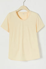 Solid Color Casual Scoop Neck Short Sleeves T-shirt
