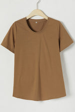 Solid Color Casual Scoop Neck Short Sleeves T-shirt