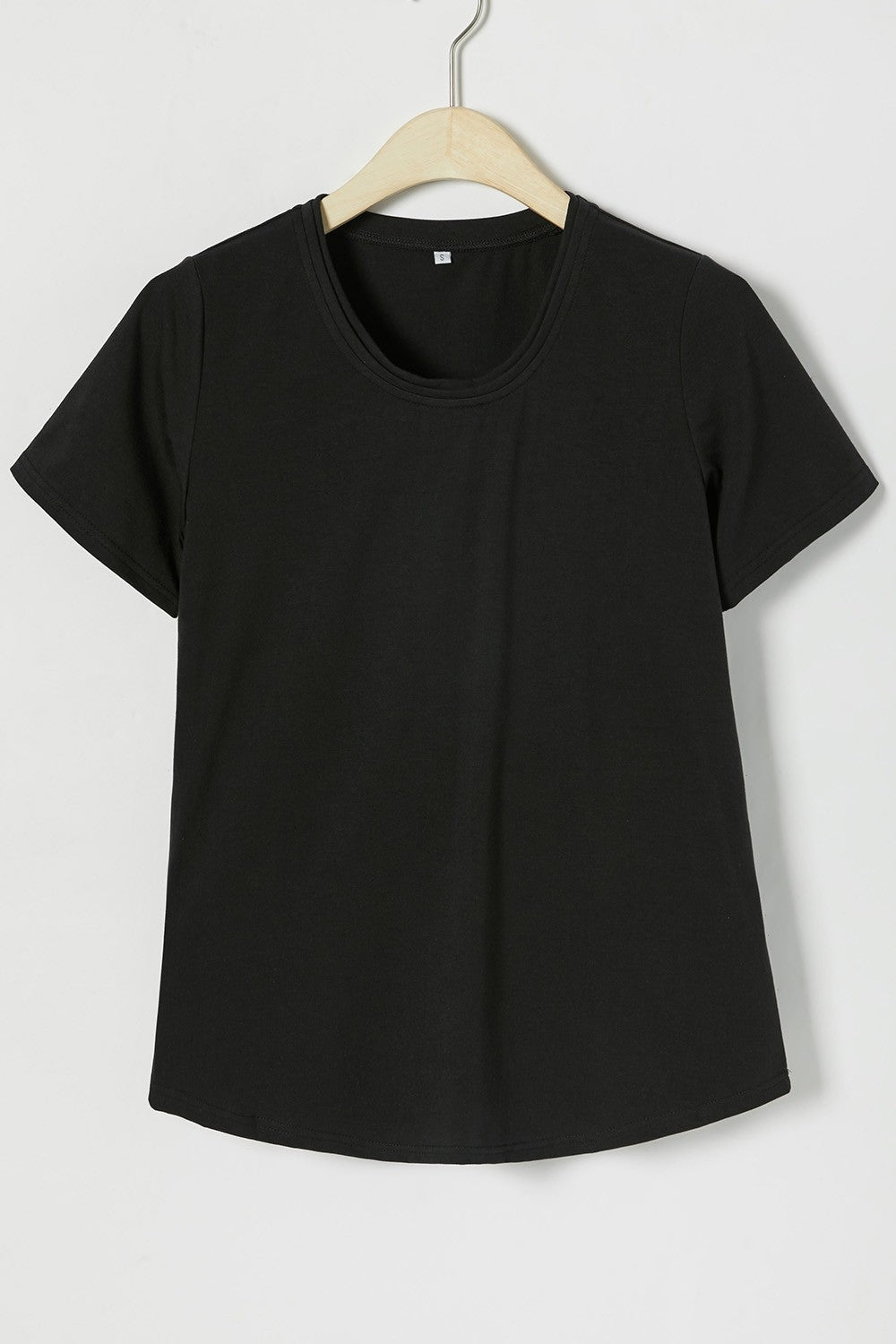 Solid Color Casual Scoop Neck Short Sleeves T-shirt