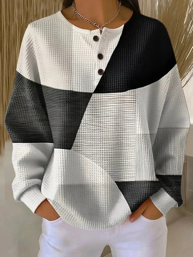 Women Geometric Abstract Casual Round Neck Long Sleeve Sweatshirt