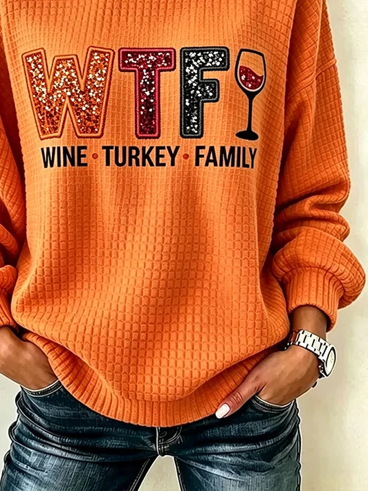 Casual Text Letters Crew Neck Long Sleeve Sweatshirt