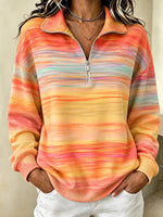 Casual Abstract Shawl Collar Long Sleeve Sweatshirt