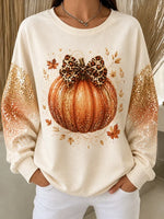 Casual Bow?Pumpkin Graphic Versatile Sweatshirt