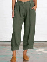 Solid Cotton And Linen Loose Pants