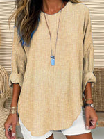 Striped Crew Neck Long Sleeve Loose Blouse