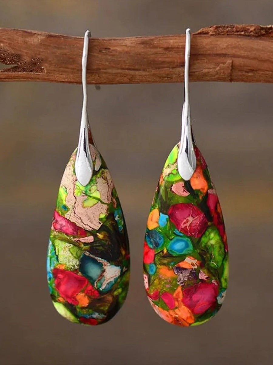 Bohemian Vintage Teardrop Stone Dangle Earrings