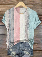 Gradient Colour Round Neck Short Sleeve T-Shirt