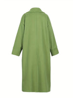 Stylish Plain Stand Collar Long Sleeve Casual Plus Size Long Jacket