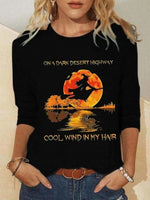 Casual Halloween Round Neck Long Sleeve Tops