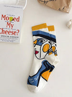 Trendy Abstract Face Pattern Comfortable Everyday Versatile Socks