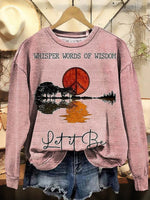 Let It Be Graphic with Sun and Tree Print-Cozy Crew Neck Long Sleeve Casual Sweatshirt