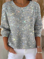 Silver Round Neck Long Sleeve Shirt