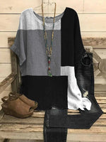 Geometric Art Print Round Neck Casual Short Sleeve Blouse
