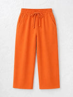 Women's Solid Color Breathable Linen Blend Casual Capri Pants For Daily Wear