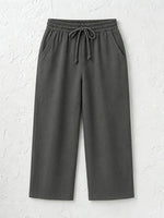 Women's Solid Color Breathable Linen Blend Casual Capri Pants For Daily Wear