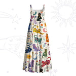Rainbow Magic Cats Wide Strap Flowy Maxi Dress