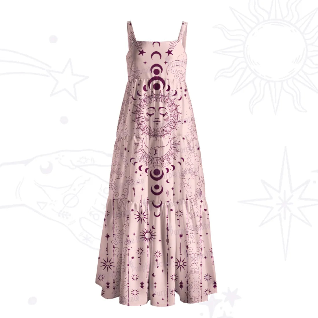 Lunar Eclipse Wide Strap Flowy Maxi Dress