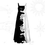 Yin Yang Cat Lover Wide Strap Flowy Maxi Dress