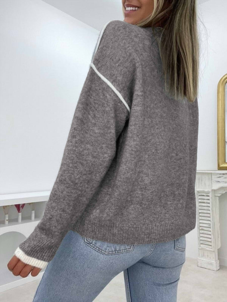 Plain Long Sleeve Round Neck Sweater