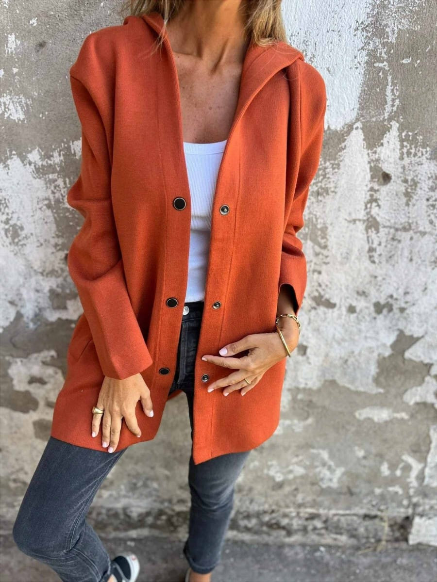 Women's Casual Single Breasted Hooded Jacket