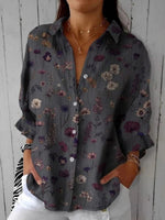 Retro Floral Patterned Blouse