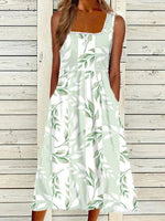 Flower U-neck Comfy Maxi Dress