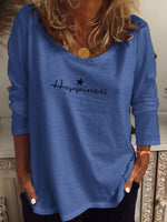 O-Neck Happiness Print Long Sleeve T-shirt