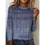 Ethnic Lace Crew Neck Long Sleeve Comfy Blouse
