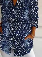 Ethnic Polka Dots Shirt Collar Long Sleeve Loose Shirt