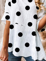 Cotton And Linen Loose Casual Polka Dots Shirt
