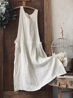 Women's Vintage Plain Sleeveless Plus Size Casual Maxi Weaving Dress