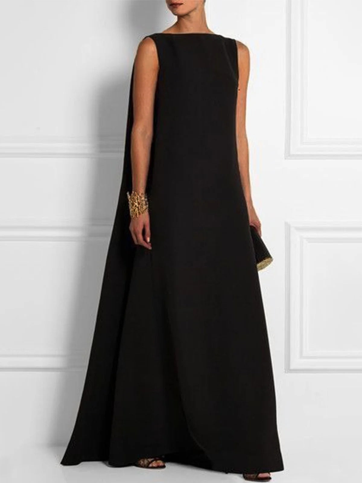 Plain Vintage Crew Neck Sleeveless Wedding Guest Dress