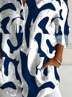 Abstract Print Shirt Collar Long Sleeve Buttons Daily Shirt
