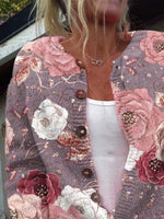 Vintage Floral Long Sleeve Button Down Casual Cardigan