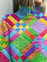 Colorful Geometric Turtleneck Long Sleeve Comfy Casual Sweater