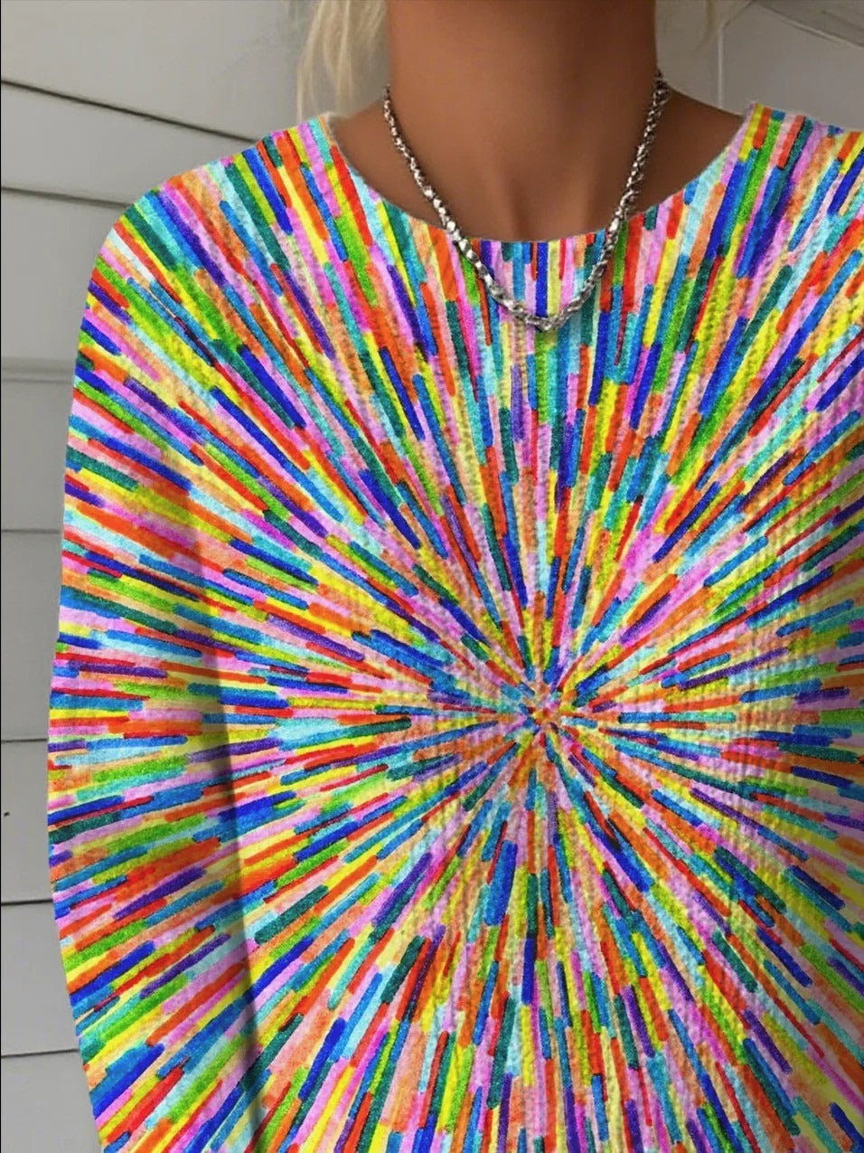 Colorful Striped Crew Neck Long Sleeve Comfy Casual Sweater