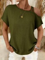 Plain Elegant Short Sleeve Casual T-shirt