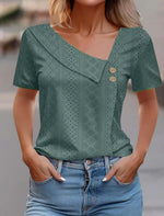 Women Plain Elegant Short Sleeve Loose T-shirt