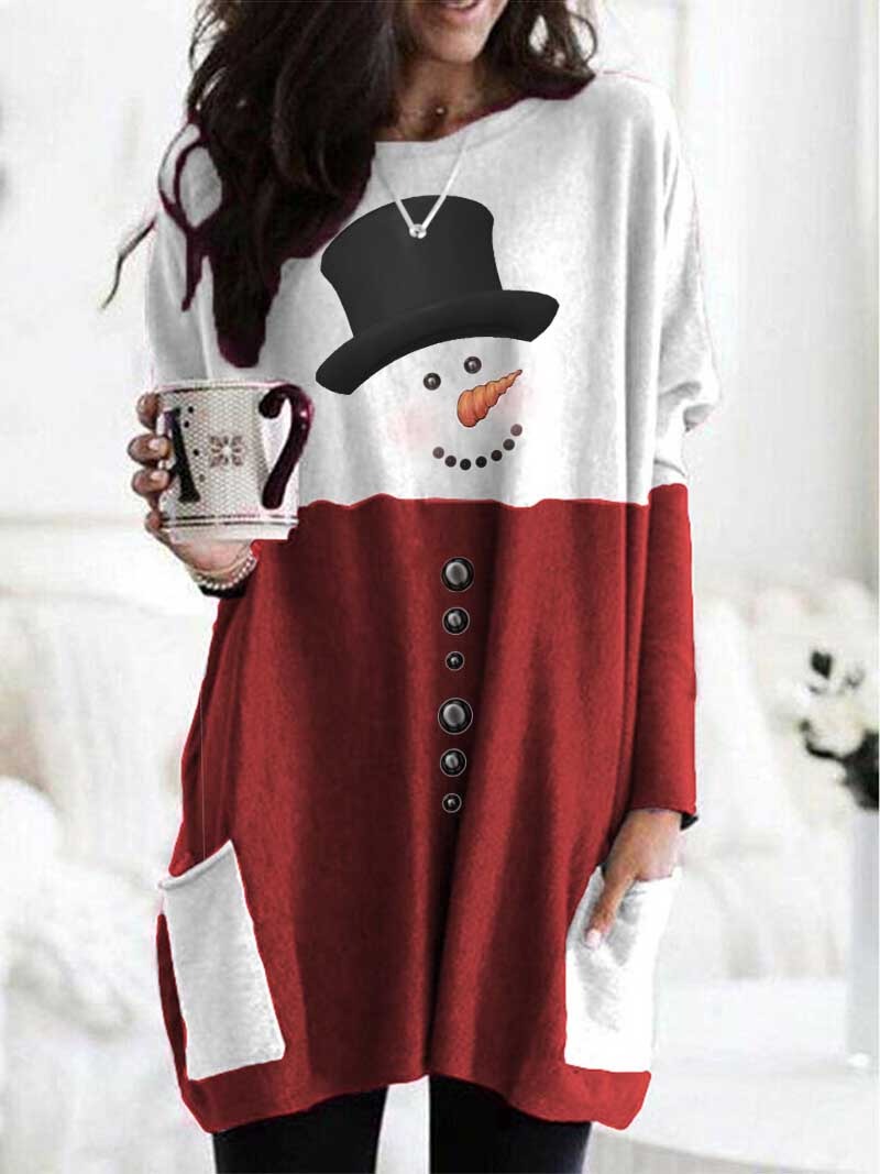 Snowman Print Long Sleeve Sweatshirt