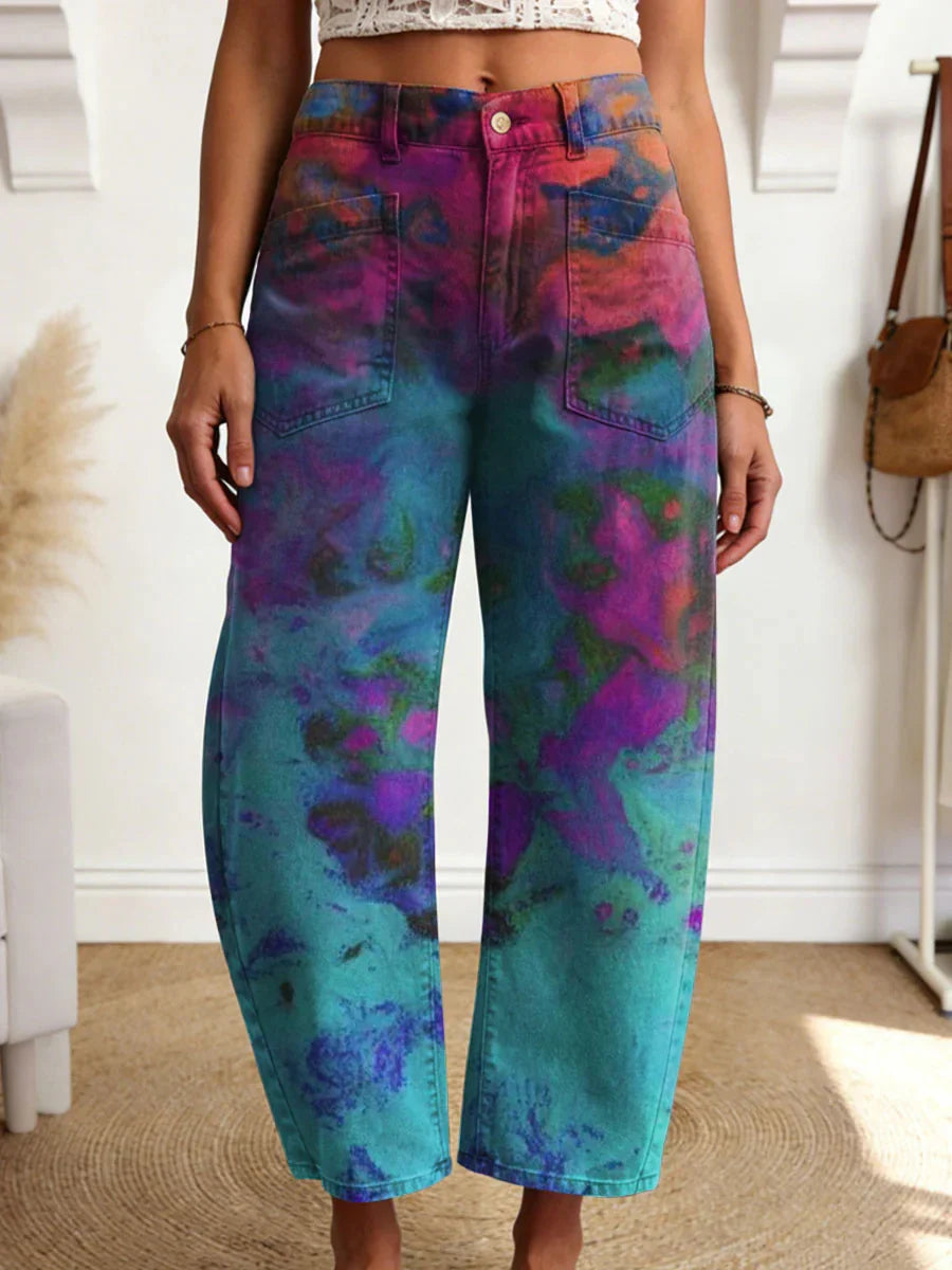 Women's Geometry Art Print Casual Trousers With Pockets