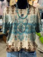 Vintage Round Neck Short Sleeve Casual T-Shirt