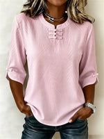 Mandarin Collar Half Sleeve Abstract Printing Regular Micro-Elasticity Regular Fit Blouse For Women