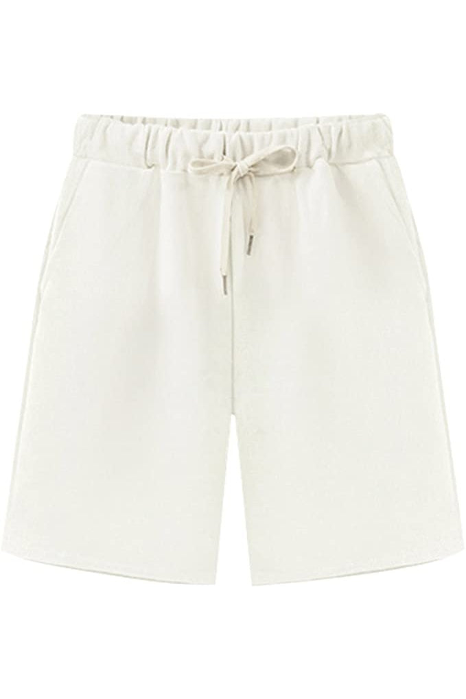 Solid Color with Pockets Elastic Waist Shorts