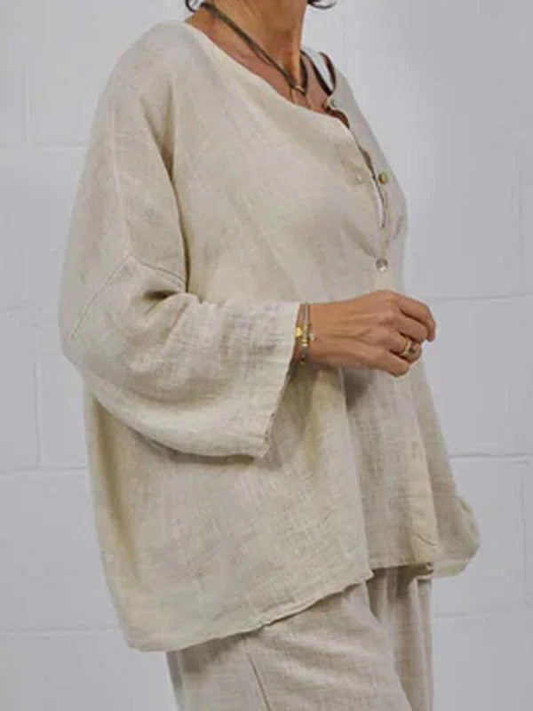 Solid Color Buttons Casual Long Sleeves Blouse