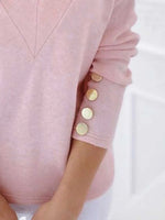 Solid Color V-neck Casual Long Sleeves Sweatshirt