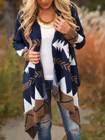 Geometric Print Casual Long Sleeves Sweater Cardigan