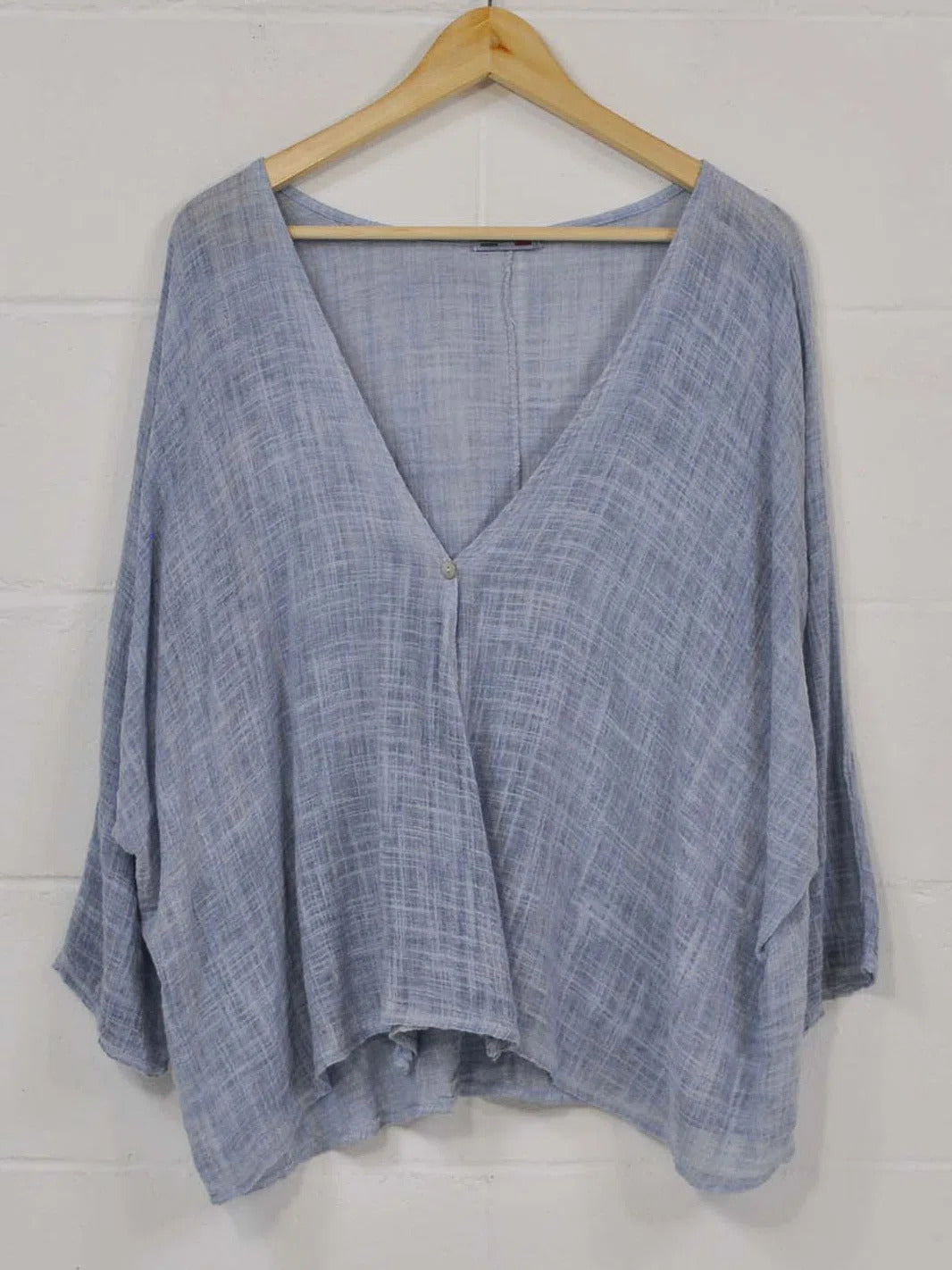Solid Color V-neck Buttons Long Sleeves Blouse