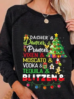Christmas Letter Print Crew Neck Long Sleeves Sweatshirt