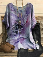 Floral Print Crew Neck Vacation Short Sleeves Blouse