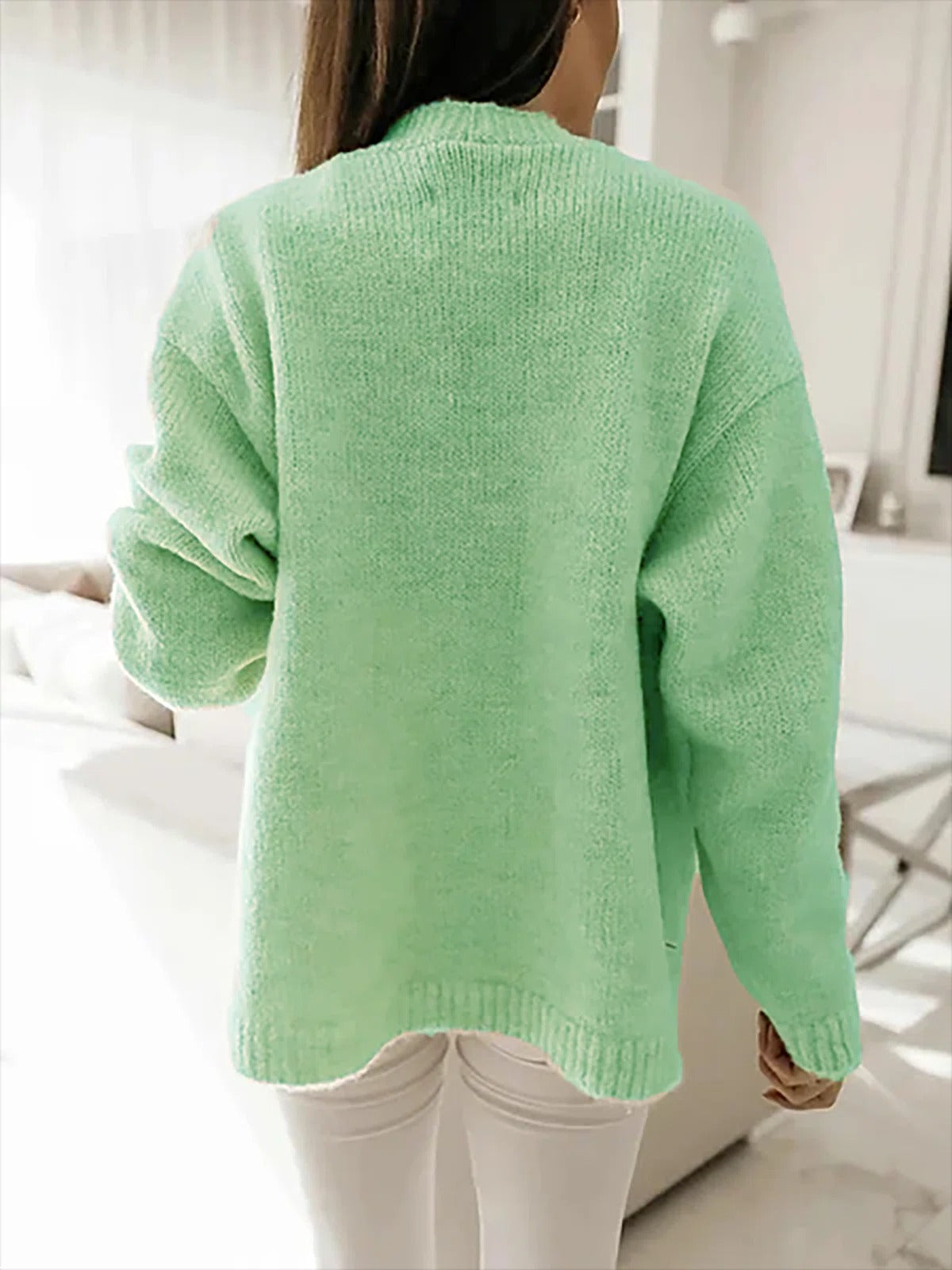 Solid Color Buttons Long Sleeves Sweater Cardigan